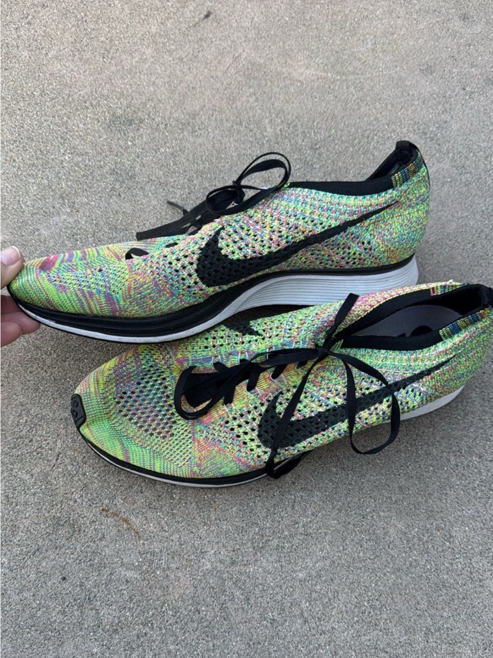 Nike Multicolor Flyknit Racing Sneakers with Black Swoosh